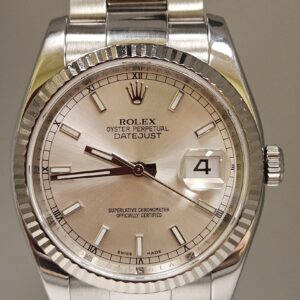 Rolex DateJust 36mm Silver Color Dial 18K White Gold Bezel Oyster 116234